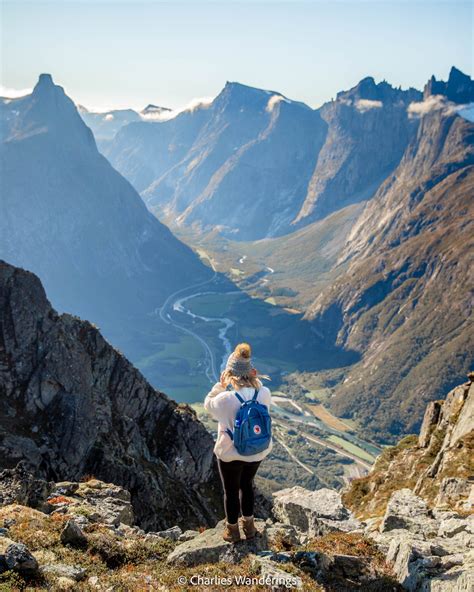Hiking the Romsdalseggen ridge .